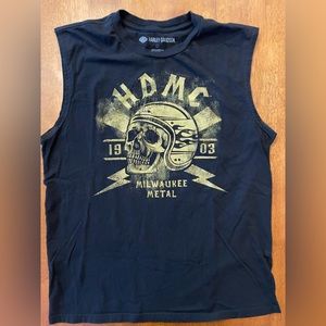 Harley-Davidson Black and Gold Tank Top